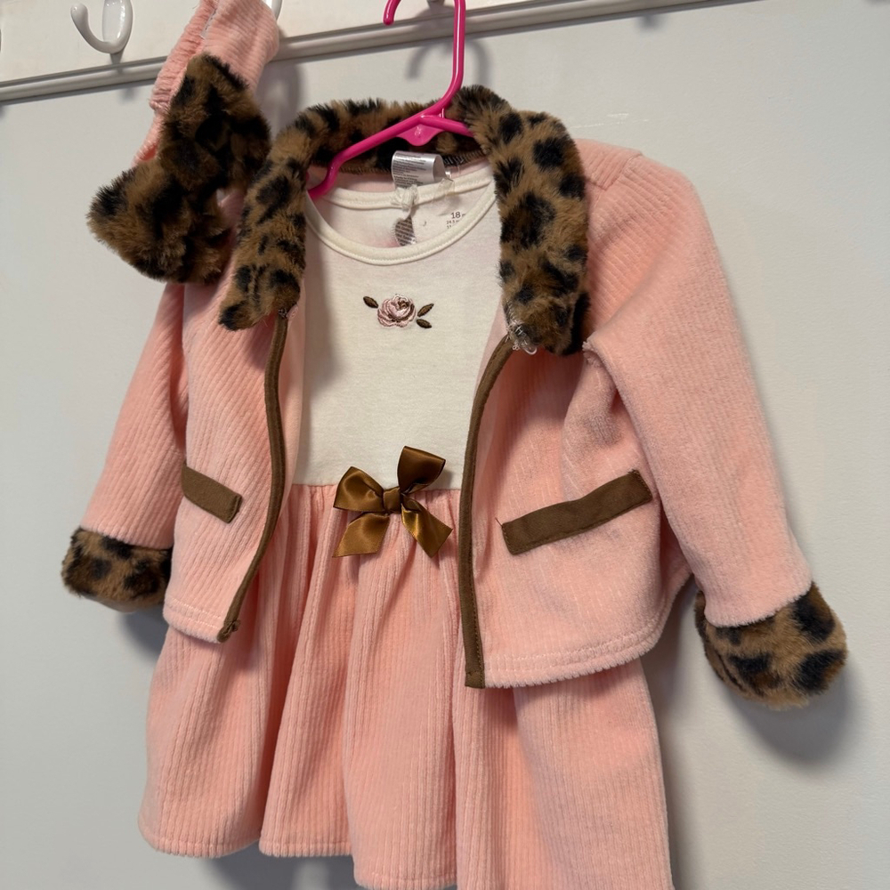 Baby Starters Girls Pink Corduroy Matching Set 18 Months leopard Headband - Picture 9 of 16